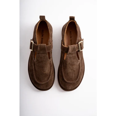 Selin Shoes Cassiel Hakiki Deri Gold Ayarlanabilir Toka Detaylı Kadın Loafer- Kahve