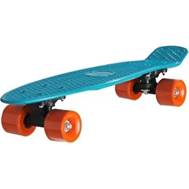 Troya TR-102 Mavi Gövdeli Unisex Çocuk Kaykayı Turuncu Tekerlekli Dayanıklı PVC