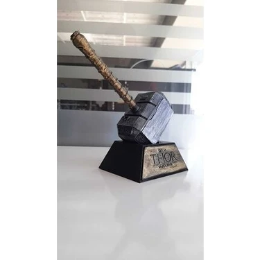 Lion 3D Teknoloji Thor Çekiç Biblo - Dekoratif Figür Metal Malzeme ile Şık