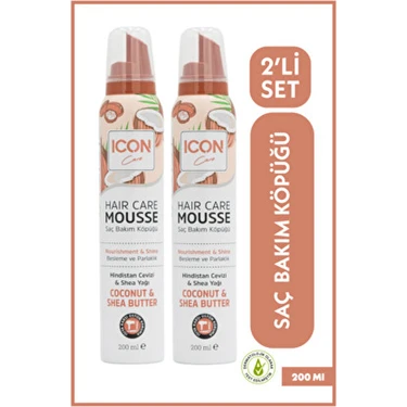 iconcare Saç Bakım Köpüğü 2'li Set Coconut & Shea Butter Alkol İçermeyen Hacim Verici