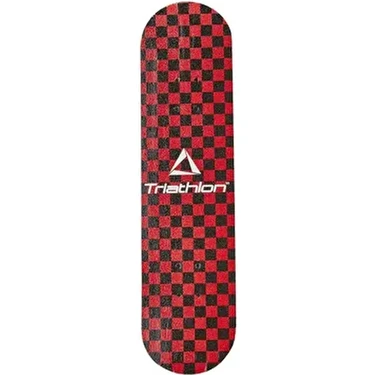 Triathlon T132 Tahta Kaykay 80 cm Kırmızı Siyah Damalı Zımpara Yüzeyli 80 x 20 cm