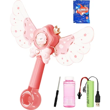 Bloomie Unicorn Asa Şeklinde Baloncuk Tabancası Şarjlı Işıklı Oyuncak Köpük