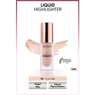 Note Cosmetics NOTE 110 ''True'' Gold Renkli Likit Aydınlatıcı 5 ml Nemlendirici Etkili Doğal