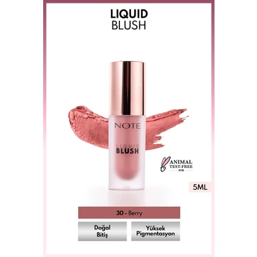 Note Cosmetics Likit Allık 30 Berry - Pembe Renk, Kolay Uygulama ve Doğal