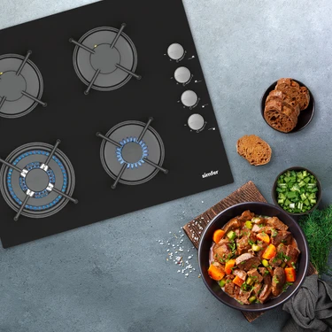 Simfer 3508 Wok Bek Siyah Cam Ankastre