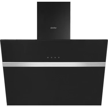 Simfer 8611 60 cm Siyah Eğik Cam Davlumbaz Duvar Tipi Alüminyum Filtre ile Modern