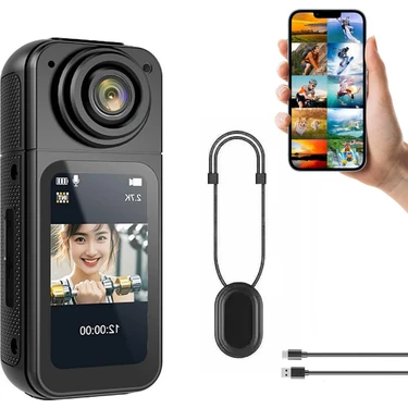 Robeve Mini Taşınabilir Aksiyon Kamera – 2.7k Ultra Hd Video, 180° Döner Lens, Wi-Fi Bağlantılı,