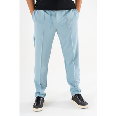 Souris Erkek Açık Mavi Çımalı Rahat Spor Pantolon Duble Paça Jogger Eşofman