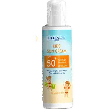 Licorael Dubai SPF50+ yüksek korumalı çocuk güneş kremi, hassas ciltler için 75 ml etkili güneş