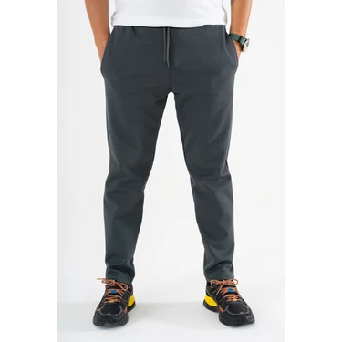 Souris Erkek Füme Jogger Pantolon Bağcıklı Lastikli Bel Rahat Kesim Eşofman