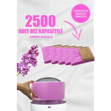 16LT Çöp Kutuları ile Uyumlu 2500 Bebek Bezi Kapasiteli Amber Kokulu 5 Paket Yerli Çöp Poşeti