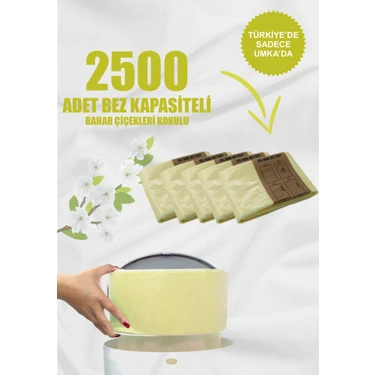 16 Lt Çöp Kutuları ile Uyumlu 2500 Bebek Bezi Kapasiteli Bahar Çiçeği Kokulu 5 Paket Yerli Çöp