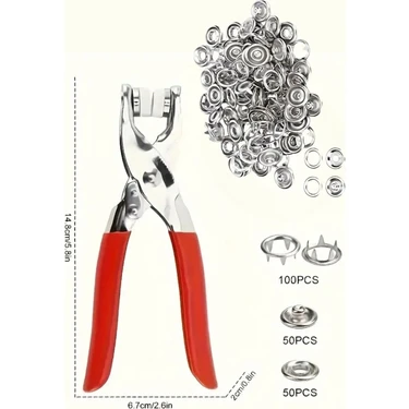Tasarım Evi Paslanmaz Çelik Çıtçıt ve Pense Seti Metal Çıt Çıt