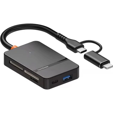 Corcoz Lightning + Usb-C Ms Cf Tf/sd Dhc Sdxc Kamera Tak Çalıştır Type C USB 3.0 Data Kart Okuyucu