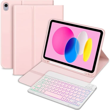 Ipad 11. Nesil A16 Için Tablet Klavyeli Kılıf Bluetoot Işıklı Kalem Bölmeli Standlı Manyetik