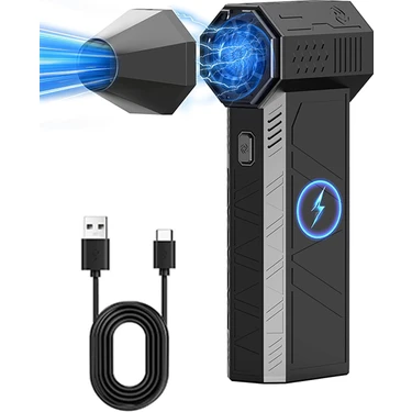 Işıklı Mini Turbo Jet Fan 130000RPM Kablosuz Toz ve Hava Üfleyici – Pc Klavye, Araba Temizleme
