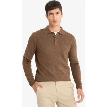DeFacto Standart Fit Polo Yaka Triko Kazak