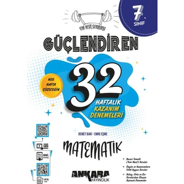 Ankara Yayıncılık 7. Sınıf Matematik Güçlendiren 32 Haftalık Kazanım Denemeleri