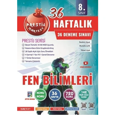 Nartest Yayınevi 8. Sınıf Haftalık Fen Bilimleri Denemeleri 36 Deneme Sınavı Hedef Yaş Grubu 720