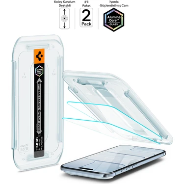 Spigen Apple iPhone Air ile Uyumlu Cam Ekran Koruyucu AluminaCore™ iyonlaştırılmış Güçlendirilmiş