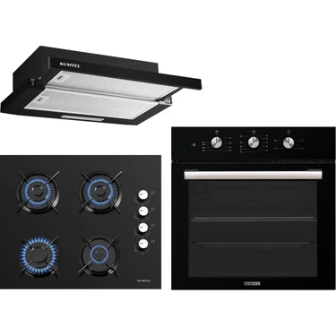 Kumtel Siyah Aspiratörlü Kristal Ankastre Set (B66 - SF2 (MT) + KO-40TAHDF +