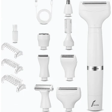 VeryFit Kadın Tıraş Makinesi 7' In 1 USB Şarj Edilebilir Yıkanabilir Küçük Beyaz