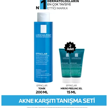 La Roche-Posay Akne Karşıtı Tanışma Seti: Effaclar Salisilik Asit Içeren Tonik 200ML & Effaclar