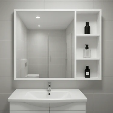 Ninna Mobilya Tek Aynalı Raflı  Banyo Dolabı 60*65