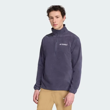 adidas Multi Essentials 1-2 Zip Fleece Erkek Mavi Yürüyüş