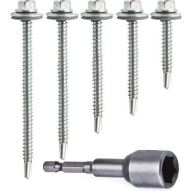 100 Adet 5,5X25 mm Çatı Vidası Matkap Uçlu Trapez Sac Vidası Akıllı