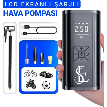 Ensiga Lcd Ekranlı Şarjlı Hava Pompası 6000mah 150 Psi Kablosuz Led Işık Lastik