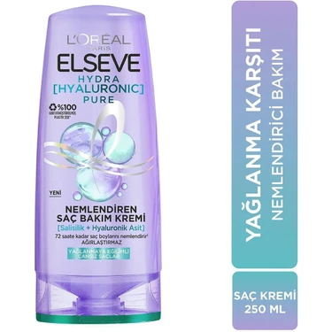 Elseve Hydra [Hyaluronic] Pure Salisilik Asit içeren Yağlanma Karşıtı Nemlendirici Saç Kremi