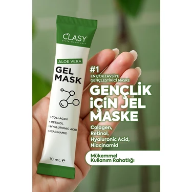 Aloevera Jel Yüz Maskesi Kolajen ve Hyaluronik Asitli Onarıcı Nemlendirici 20x10 ml Tekli