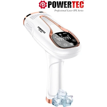 Powertec IPL Buz Lazer Epilasyon Cihazı Beyaz Renkli Cilt Temas Sensörü Özellikli