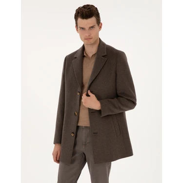 Pierre Cardin Erkek Kahverengi Ex. Slim Fit Kaşe Kaban