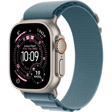 Apple Watch Ultra 3 Gps + Cellular, 49 mm Natürel Titanyum Kasa ve Açık Mavi Alpine Loop - Küçük