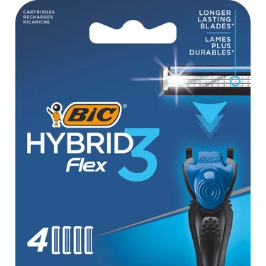 Bic Hybrid 3 Flex Erkek Tıraş Bıçağı Yedek Kartuş 4'lü 3 Titanyum Bıçak Aloe Vera ve E Vitaminli