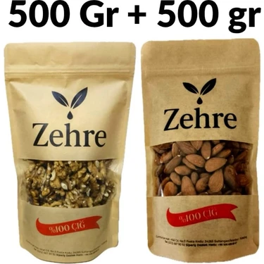 Büyük Boy Ikili - Çiğ Badem Içi 500 gr + Ceviz Içi 500