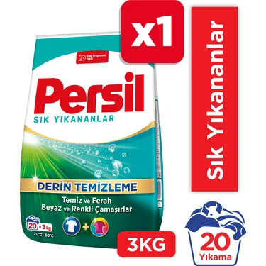 Persil 3kg Beyazlar ve Renkliler Toz Çamaşır Deterjanı Sık Yıkananlar (20