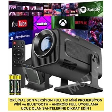 HY320 Mini Orijinal Hd Taşınabilir Projeksiyon Son Versiyon Android Wifi Bt Akıllı Sinema