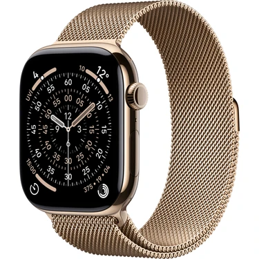 Apple Watch Series 11 Gps + Cellular, 46 mm altın Rengi Titanyum kasa ve Altın rengi Milano loop -