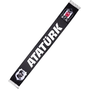 Beşiktaş Atatürk Yazılı Saten Atkı