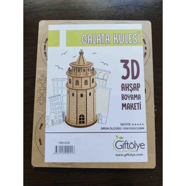 3D Ahşap Boyama Maketi Galata Kulesi-