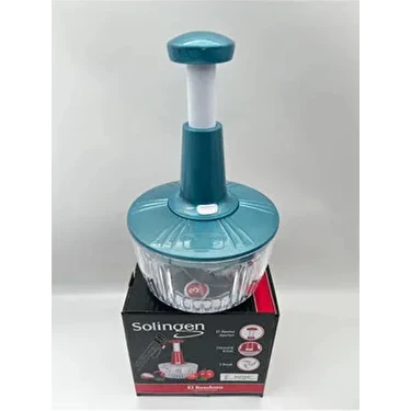  Solingen 3 Bıçaklı Paslanmaz Çelik Basmalı El Rondosu Bas Kes Manuel Sebze Meyve Doğrayıcı Mavi