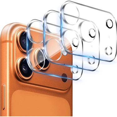 Apple iPhone 17 Pro Max Uyumlu Kamera Koruma Lens Koruyucu Temperli Cam Tam Çerceveli Lens Koruma