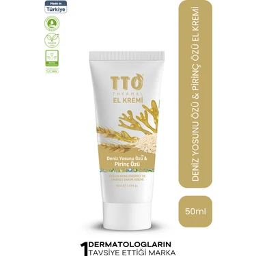 TTO Thermal El Kremi 50 ml Deniz Yosunu Özü & Pirinç Özü ile Yoğun Nemlendirme