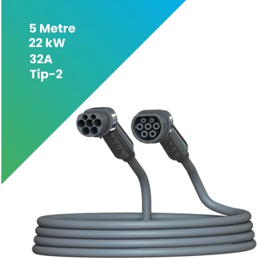 Fil Şarj Elektrikli Araç Şarj Kablosu Ac Tip-2 22 Kw (5 Metre