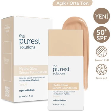 The Purest Solutions Nemlendirici & Canlandırıcı Serum Fondöten SPF 50+ Açık / Orta Ton