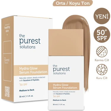 The Purest Solutions the purest Nemlendirici & Canlandırıcı Serum Fondöten SPF 50+ Orta / Koyu Ton