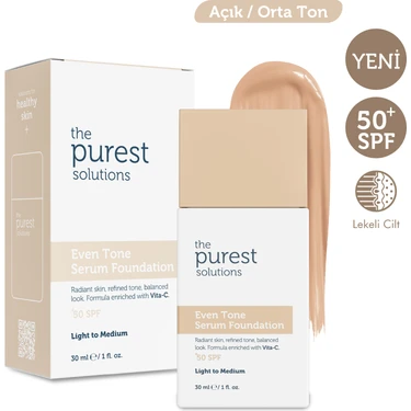 Cilt Tonu Eşitleyici & Leke Karşıtı  Serum Fondöten  Spf 50+, 30 ml – Açık / Orta